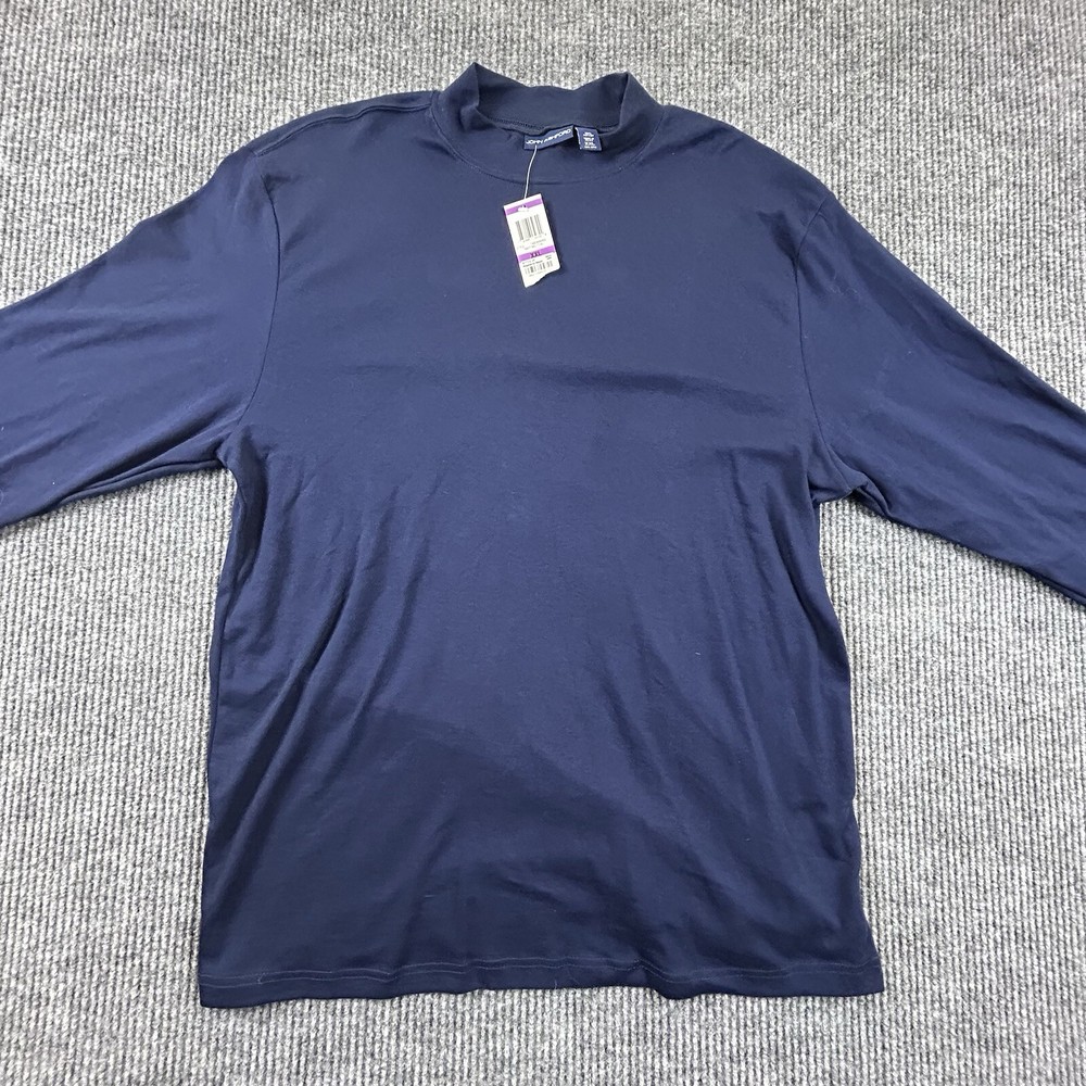 John Ashford Shirt Mens XXL Large Blue Stretch Crew Neck Long Sleeve Tee New