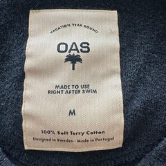 OAS Mens Size M Terry Cotton Pocket TShirt Black After Swim Resort Classic Crew