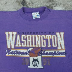 Vintage 90s 1991 Washington Huskies Rose Bowl Shirt Large UW Gear for Sports Tag