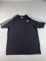 Kappa 222 Banda Tee Mens XL Black White Logo Tape Crewneck Short Sleeve Athletic