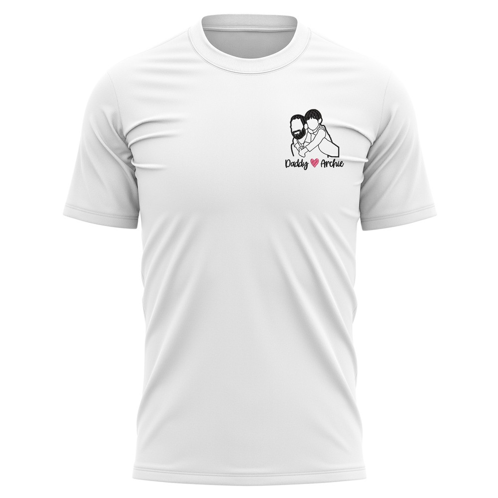 Personalised Embroidered Father’s Day T Shirt Embroidery from Photo Gift for Dad