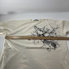 GRN Green Apple Designer Cream T Shirt Mens Sz XL Hummingbird Flowers Banner