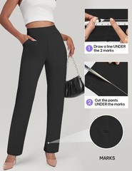Womens Yoga Pants Straight Leg Stretchy Work Pants High Waist Pull On Busines…