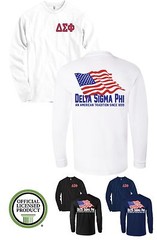 Delta Sigma Phi Fraternity Bella + Canvas Long Sleeve American Flag Shirt