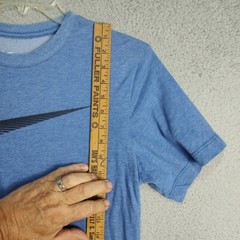 Nike Shirt Adult Medium Blue Swoosh Logo Short Sleeve Active Sports Outdoor Mens