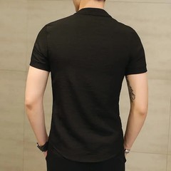 Summer Thin Pure Color Men’s Shirt Collar Button up Short Sleeve Slim Fit Casual