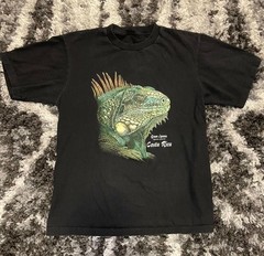 Vintage Costa Rica Green Iguana Graphic T-Shirt Black