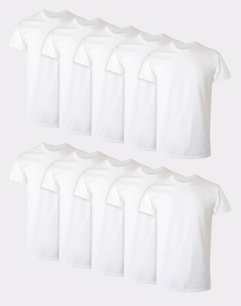Hanes 10-Pack Men Tee T-Shirt ComfortSoft White Crewneck Undershirt Short Sleeve