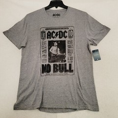 Lucky Brand ACDC NO BULL Shirt Mens LARGE GRAY METAL CONCERT TOUR NWT