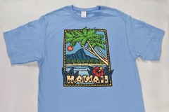 Vintage Hawaii T Shirt Mens Medium Graphic Floral Palm Trees Print Made USA