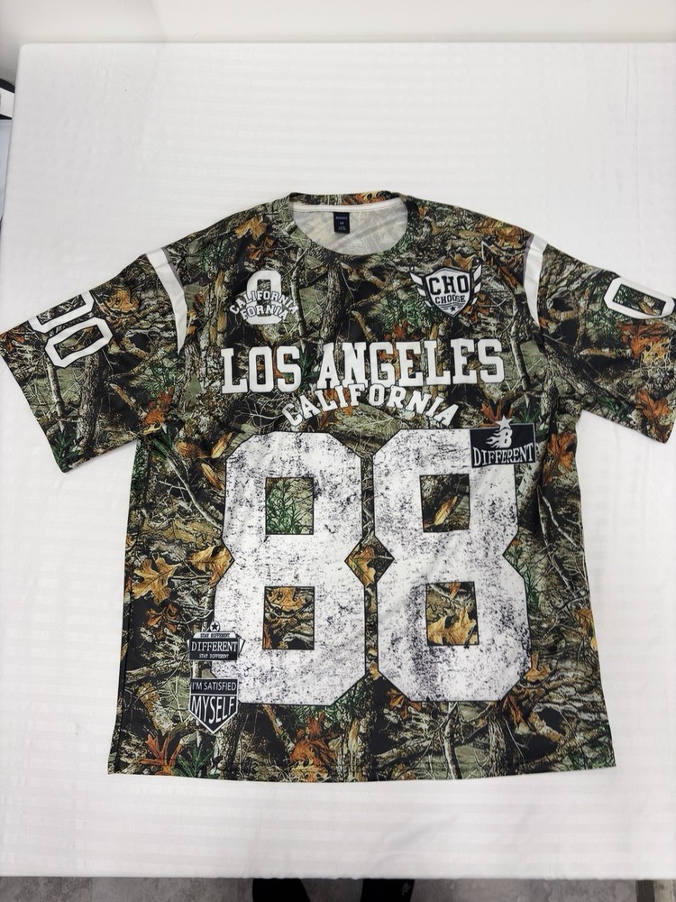 ROMWE T-Shirt Street Life Men’s M 88 Number Branches Short Sleeve Jersey Camo