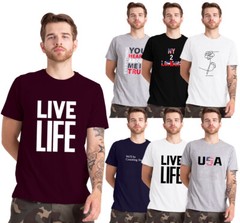 New Mens Printed T Shirts Short Sleeve Crew Neck 100% Cotton Tees Casual Top
