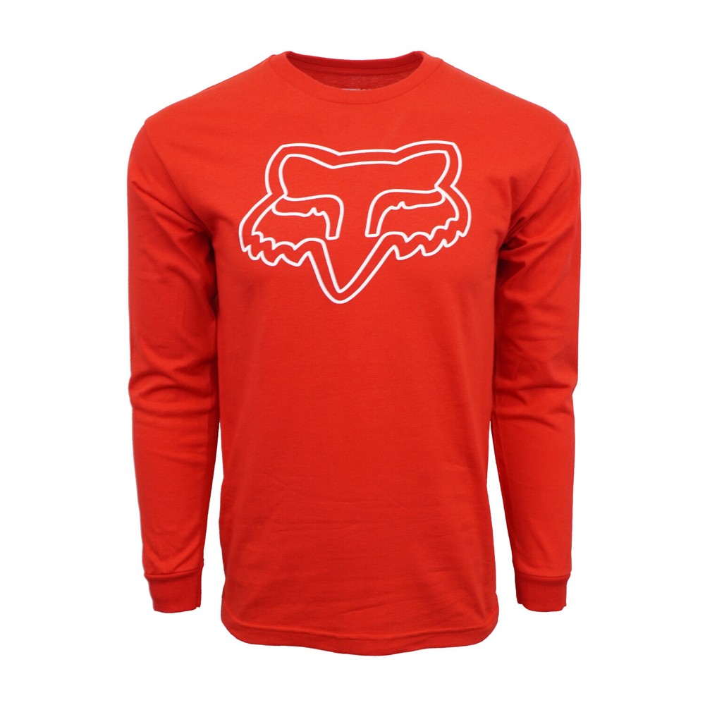 MENS RACING MOTOCROSS SKETCH LOGO T SHIRT RED LONG SLEEVES