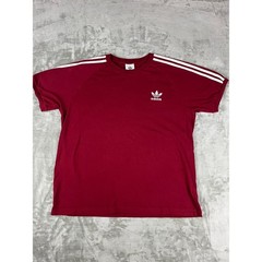 Adidas Originals Trefoil T-Shirt Large L Maroon White 3-Stripes Crewneck Cotton