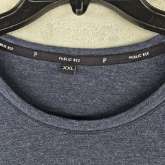 Public Rec Go To Long Sleeve Crewneck Shirt Heather Navy Pima Cotton Size 2XL