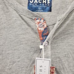 Jachs New York T Shirt Mens XL Gray Quarter Button Floral Details Short Sleeve