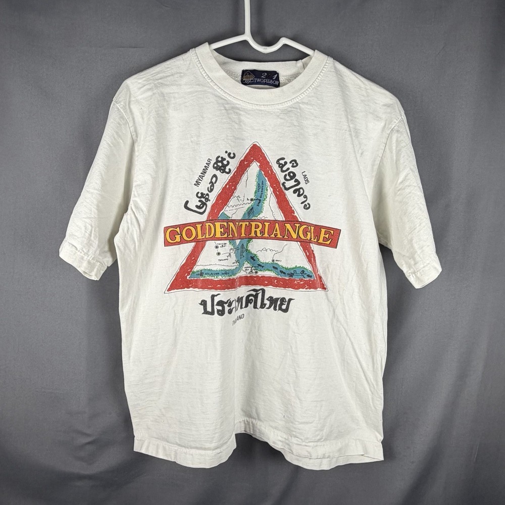 Vintage Single Stitch T Shirt Golden Triangle Two Plus One Hole See Measurement