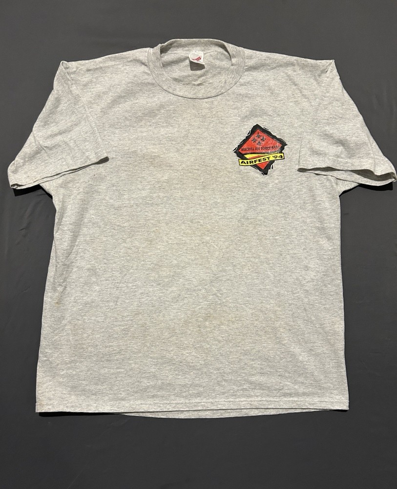 Vintage MacDill Air Force Base Shirt Mens XXL 2XL Grey Jerzees Air Fest 1994 AFB
