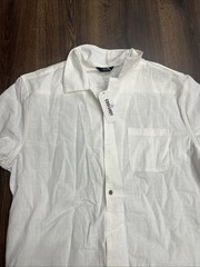 Coofandy Shirt Men’s Large White Linen Short Sleeve Button-Up Summer MNM243