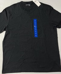 Calvin Klein Mens T-Shirt BLACK Shadow Stripe Short Sleeve LARGE 100% Cotton NEW