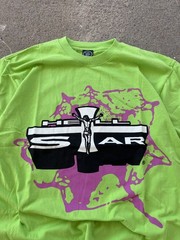 Hellstar Studios Path To Paradise Jesus Tee Neon Green Purple Pink Splat Cross
