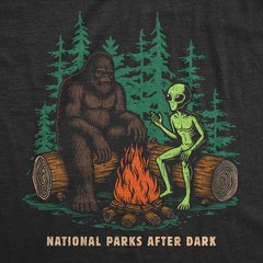 Mens Funny T Shirts After Dark Sarcastic Bigfoot Alien Graphic