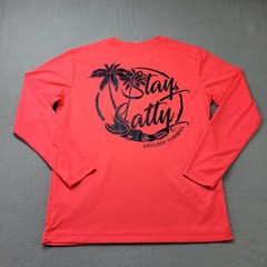 Spicy Tuna T-Shirt Size S Neon Orange Stay Salty Sea Beach Fishing Long Sleeve