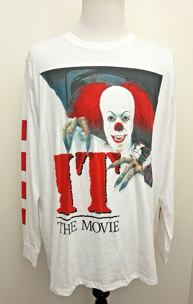 Stephen King IT Pennywise Men’s White Graphic T- shirt Size XL (50-52) The Movie