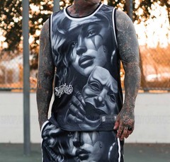 Sullen Art Collective Clowning SCM7201 Tattoo Arm Ribbed Jersey Tank Top for Men