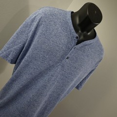 Banana Republic Henley Mens XXL Blue Short Sleeve Linen Blend Heathered Casual