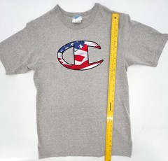 Champion Shirt Men Teens Medium Gray Short Sleeve Pull on Logo