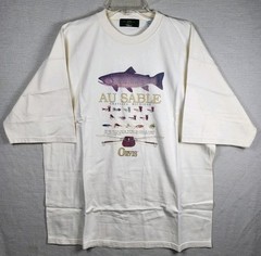 Vintage Orvis Au Sable River Brown Trout Fishing Tshirt Made In USA XXL Rare 26A