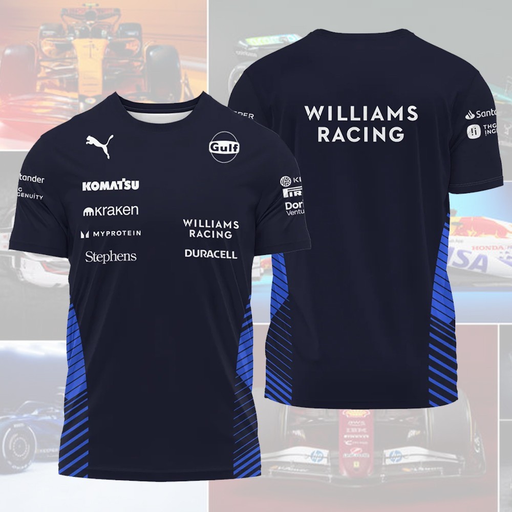 2025 Williams F1 Race Suit Polo Shirt, Williams F1 Shirt, F1 Racing Shirt Navy