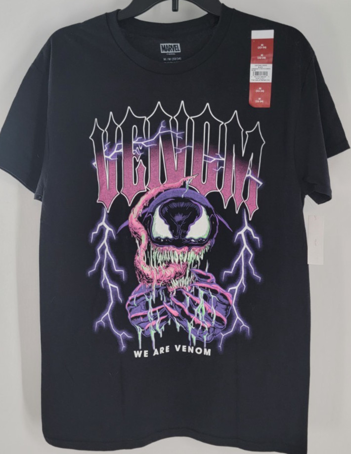 Marvel Lightning Venom Tee T-Shirt Purple Pink Black Size Medium (32-34) NEW