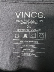 Vince V-neck T-Shirt Black Pima Cotton Men’s Size XL