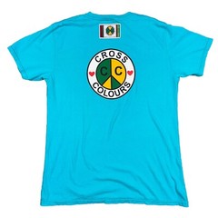 Cross Colours Peace Circle Logo T-Shirt Turquoise C10017PCL-300 Men’s NWT