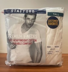 Stafford 4-Pack Men’s Big & Tall Heavyweight Cotton V-Neck T-Shirts – TALL