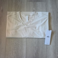 Alo Yoga Mens Double Take Short Sleeve Tee Size M – Bone