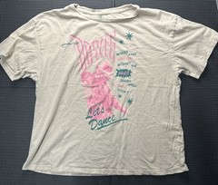 Vintage Style David Bowie Lets Dance Tee 80s Pop Graphic Beige L