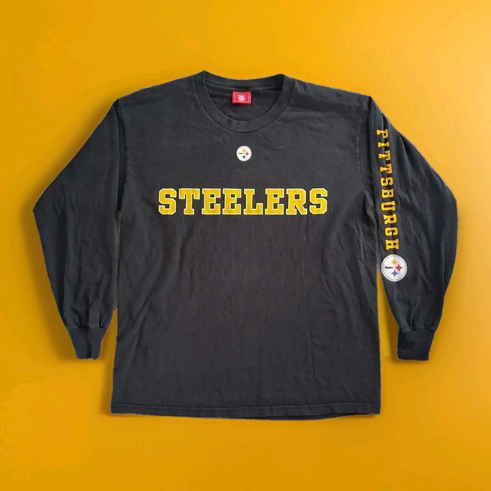 Vintage 1990s Pittsburgh Steelers NFL Long Sleeve Graphic T-Shirt Size L/XL