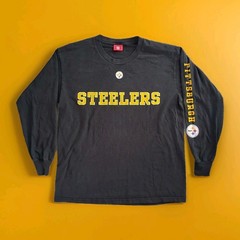 Vintage 1990s Pittsburgh Steelers NFL Long Sleeve Graphic T-Shirt Size L/XL