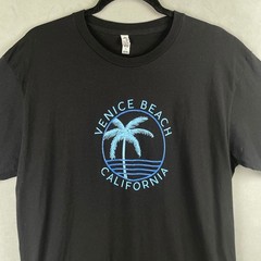 Alstyle Venice Beach California Palm Tree Graphic T-Shirt Black Westcoast Mens L