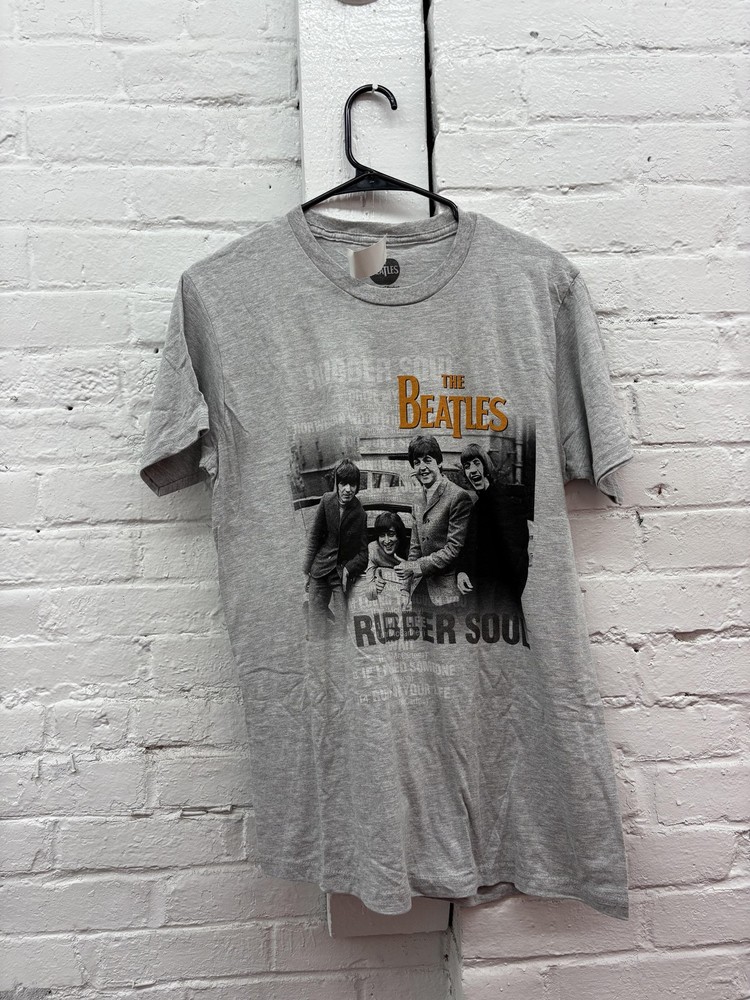 The Beatles Shirt Mens Medium Gray Rubber Soul Band Graphic Tee 2013 Music Rock