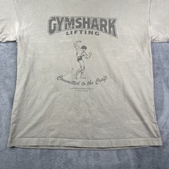 Gymshark T Shirt Mens XL Green Power Lifting Well Worn Distressed Cotton Faded