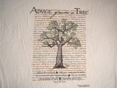 VTG Y2k Gildan Advice Tree Nature Art Outdoor Eco Beige Tee T-Shirt 2XL XXL