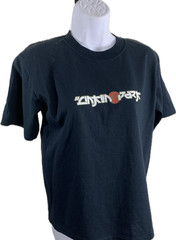 VTG Linkin Park Shirt Girls Size L Baby Tee Hybrid Theory Black Nu Metal Y2K