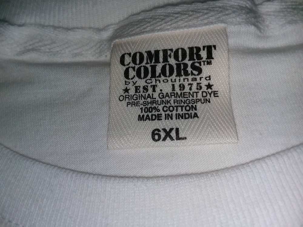 Big man 6x Comfort Colors crew neck tee shirt 100 pct cotton machine washable