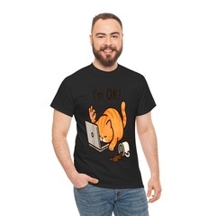 Cat I’m OK Sad Cat Hard Work Office Employee Funny Cool Cat T-Shirt
