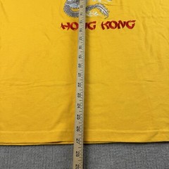 Hong Kong DRAGON Shirt Mens XL Stitched Chinese Character Yellow Embroidered Tee