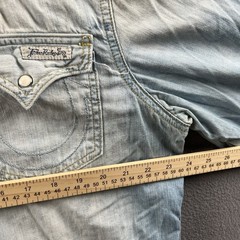 Vintage True Religion Denim Shirt Mens XXL Rolling Bones Jake Western Pearl Snap